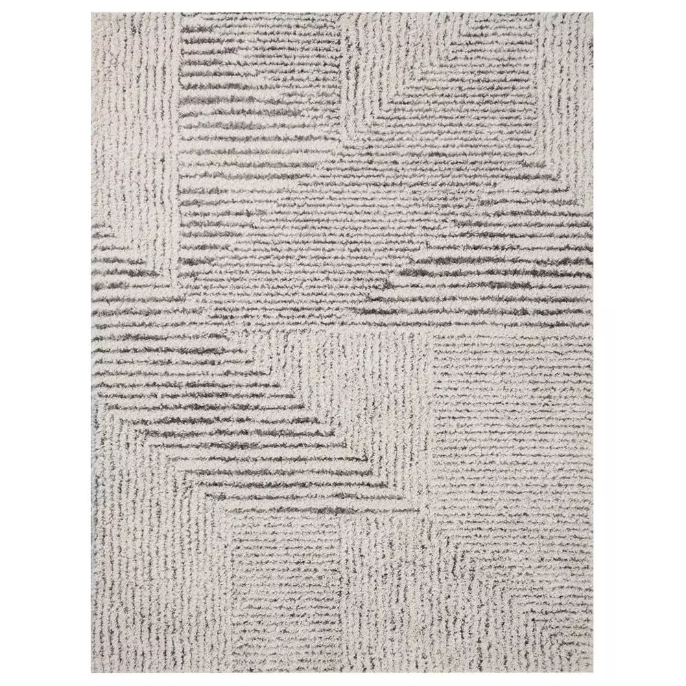 Loloi Levitt Shag 7'10" x 10' Ivory and Grey Area Rug
