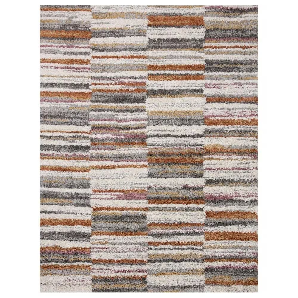 Loloi Levitt Shag 2'7" x 7'6" Ivory and Sunset Runner