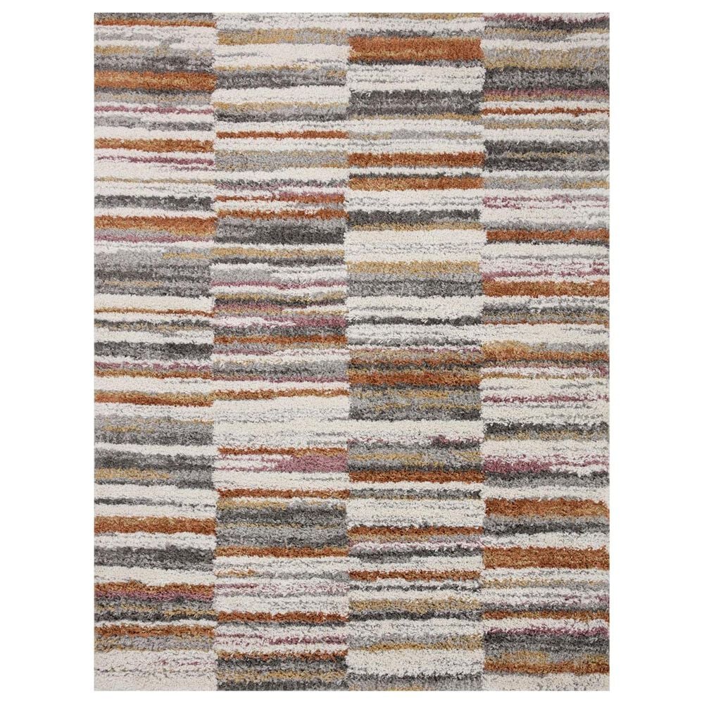Loloi Levitt Shag 7'10" x 10' Ivory and Sunset Area Rug