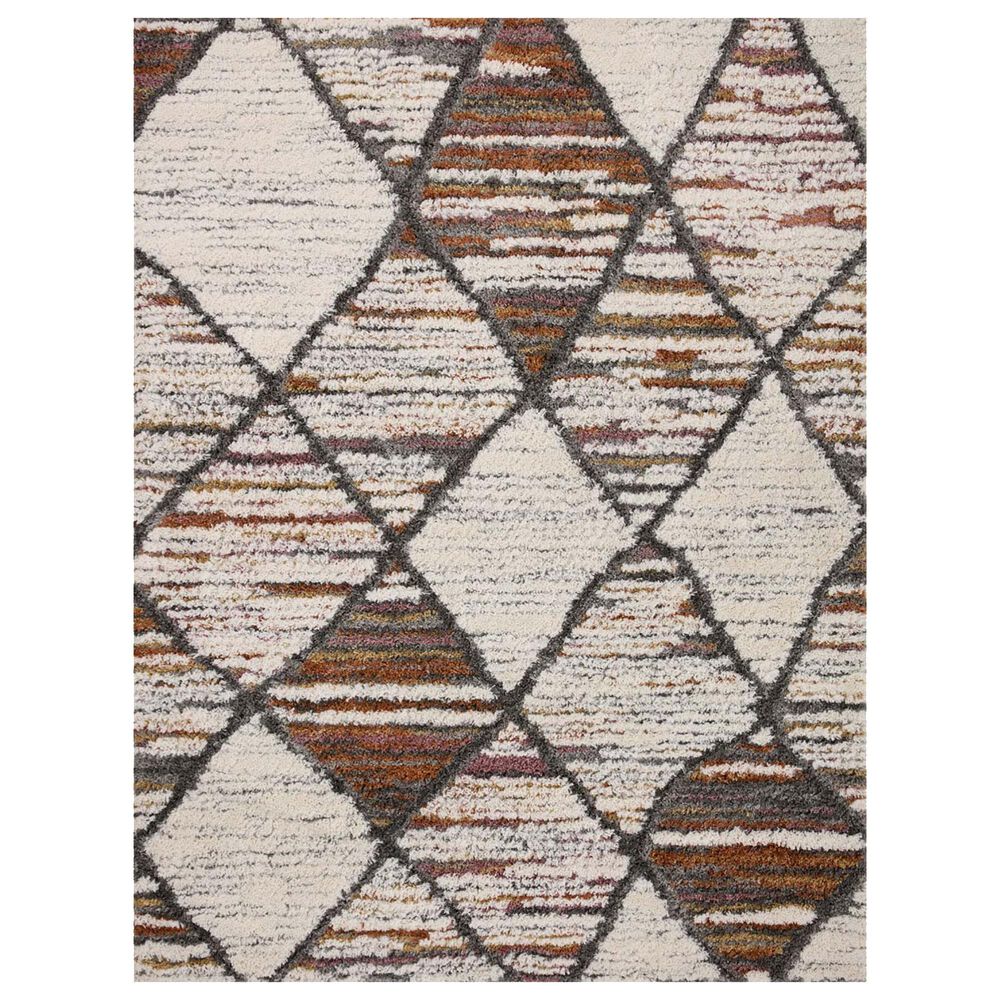 Loloi Levitt Shag 4' x 6' Ivory and Fiesta Area Rug