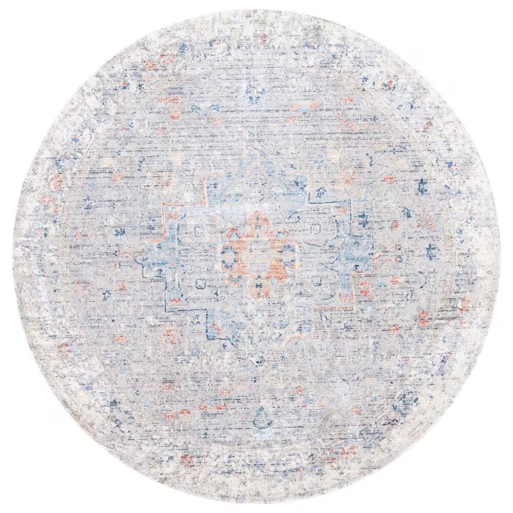 Safavieh Dream DRM419G 6'7" Round Grey and Multicolor Area Rug