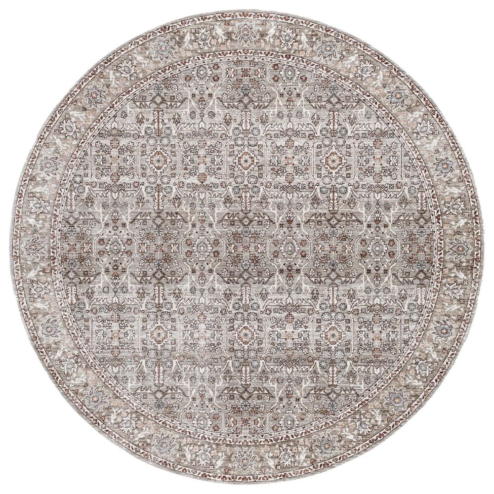 Surya Carlisle Oriental 5'3" Round Dusty Sage, Light Gray, Dusty Pink, Ivory, Pale Blue and Charcoal Area Rug