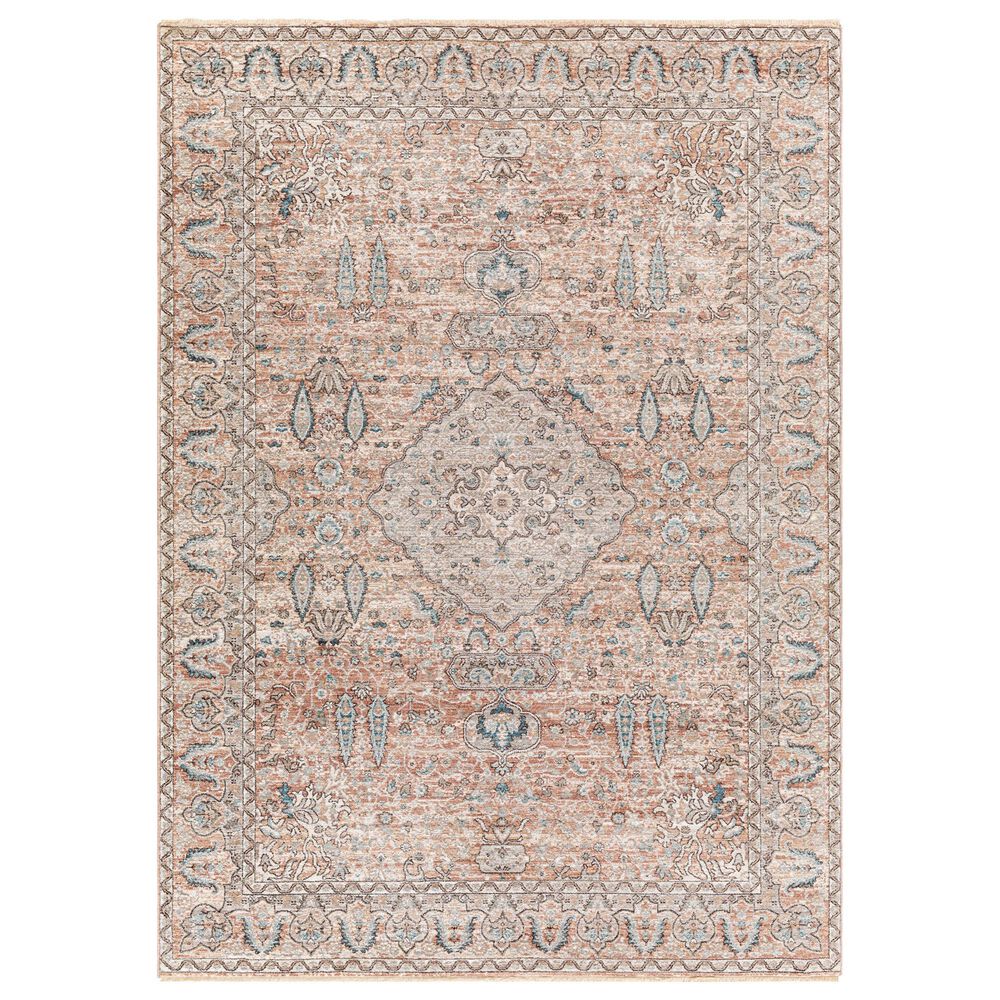 Surya Carlisle Oriental 7'10" x 10' Dusty Pink, Medium Brown, Cream, Pale Blue, Light Sage and Charcoal Area Rug