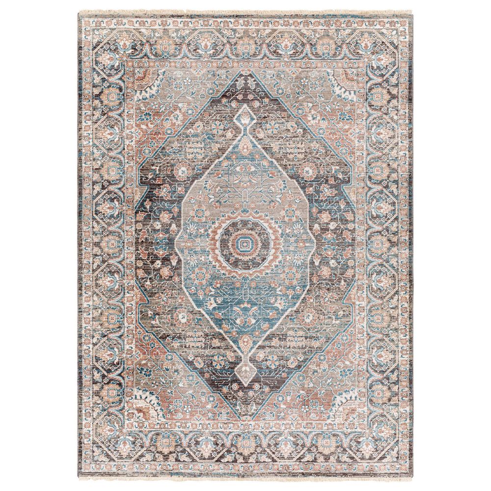 Surya Carlisle Oriental 5'3" x 7'9" Dusty Pink, Sage, Denim, Medium Brown and Dark Brown Area Rug