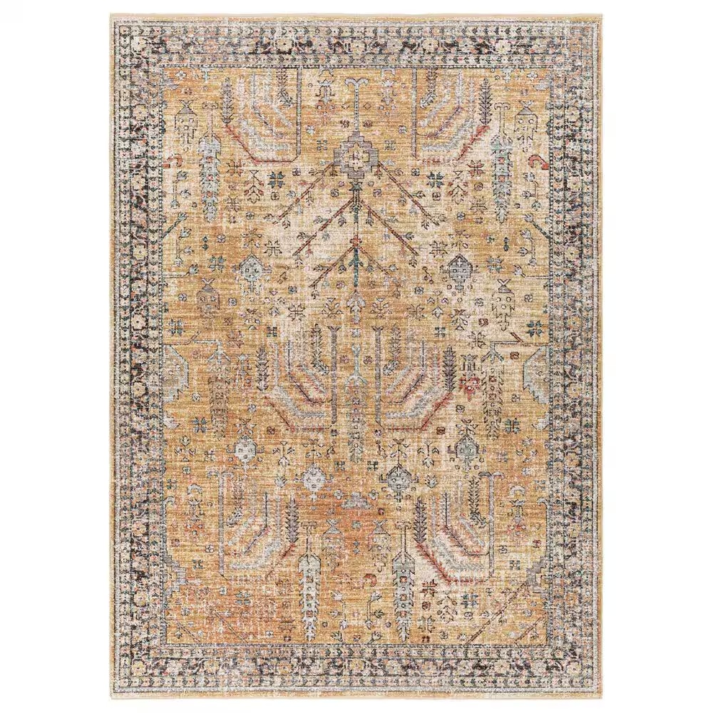 Surya Carlisle 3'11" x 5'11" Olive, Medium Gray, Off-White, Dark Brown, Dark Blue and Sage Area Rug