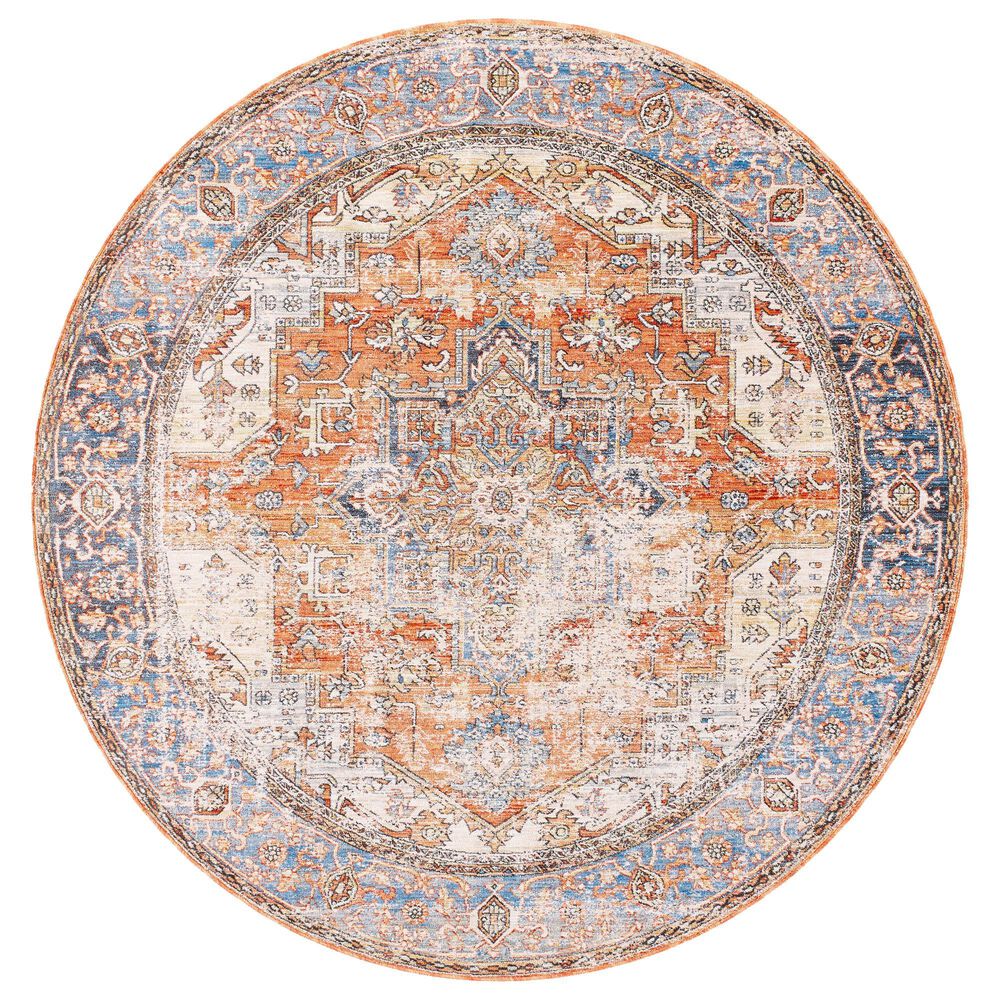Surya Chicago CHG2301 6'7" Round Burnt Orange, Brick Red, Slate, Black, Mustard, Light Beige, Camel Area Rug