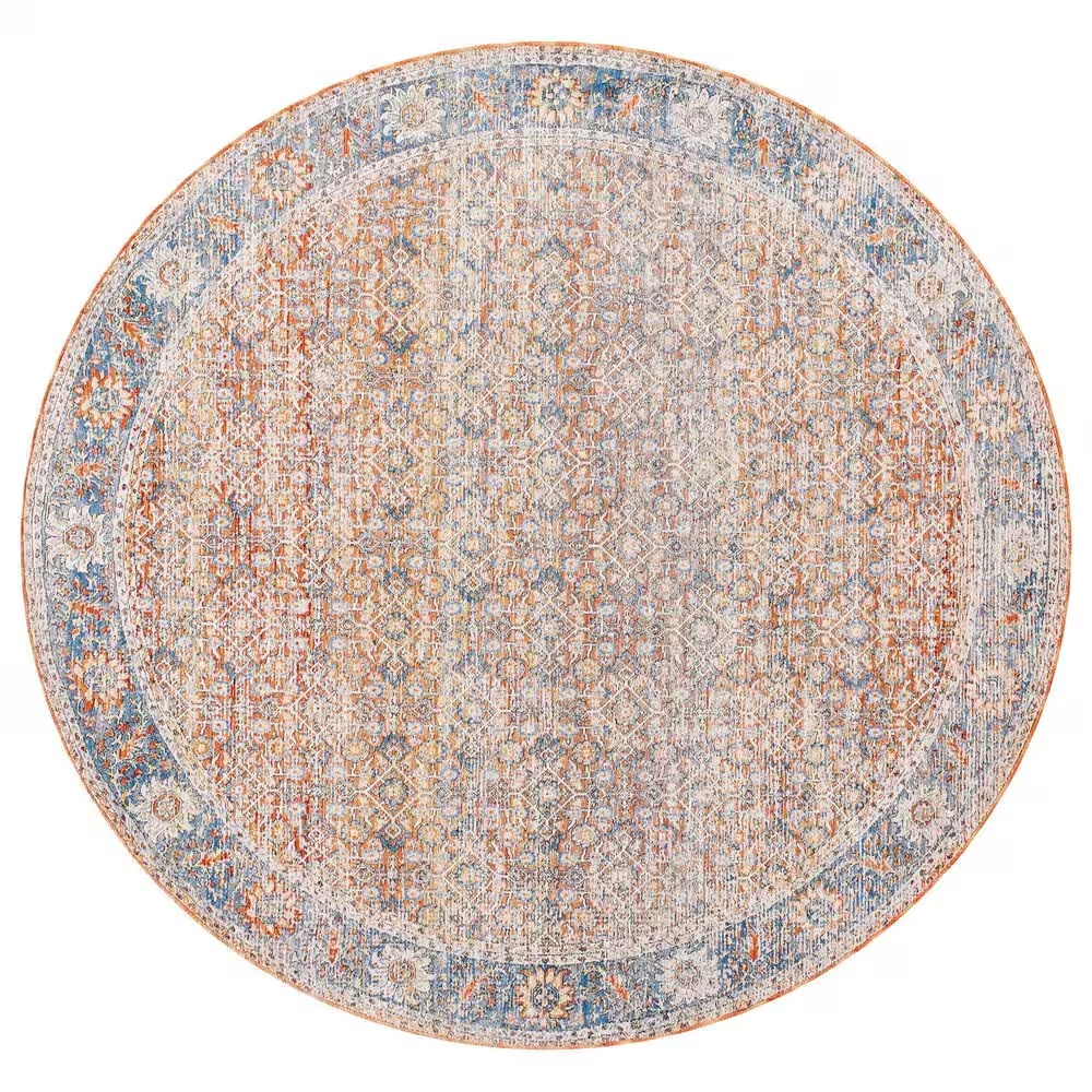 Surya Chicago CHG2304 6'7" Round Light Beige, Brick Red, Black, Slate, Blue,Taupe Area Rug