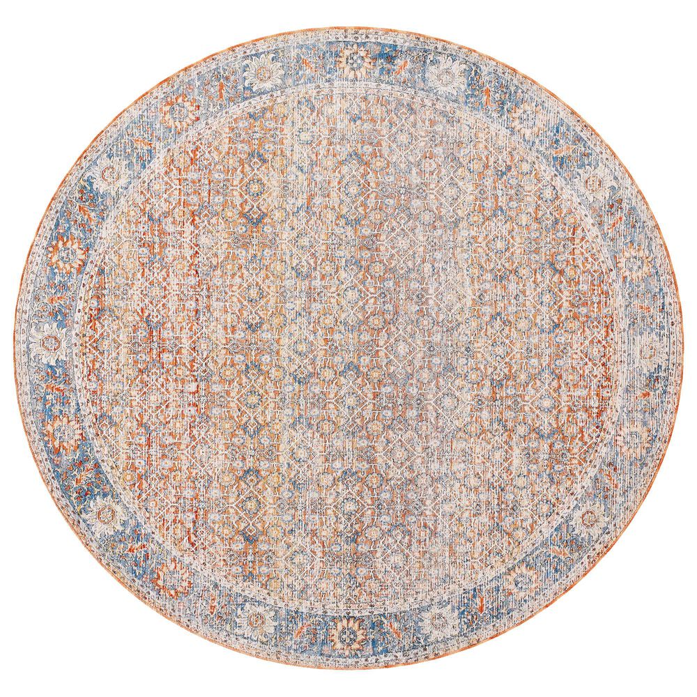 Surya Chicago CHG2304 7'10" Round Light Beige, Brick Red, Black, Slate, Blue,Taupe Area Rug