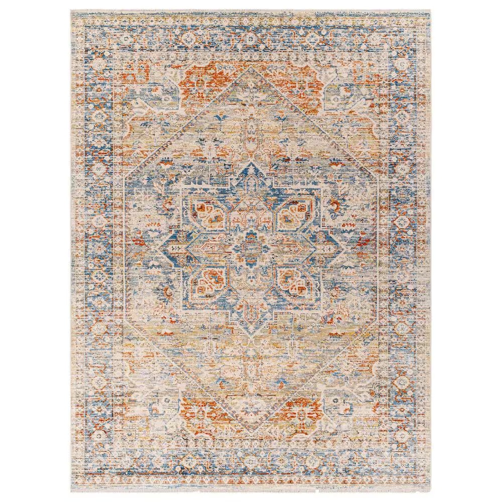 Surya Chicago CHG2307 2'10" x 8' Blue, Light Beige, Mustard, Brick Red, Burnt Orange and Slate Runner