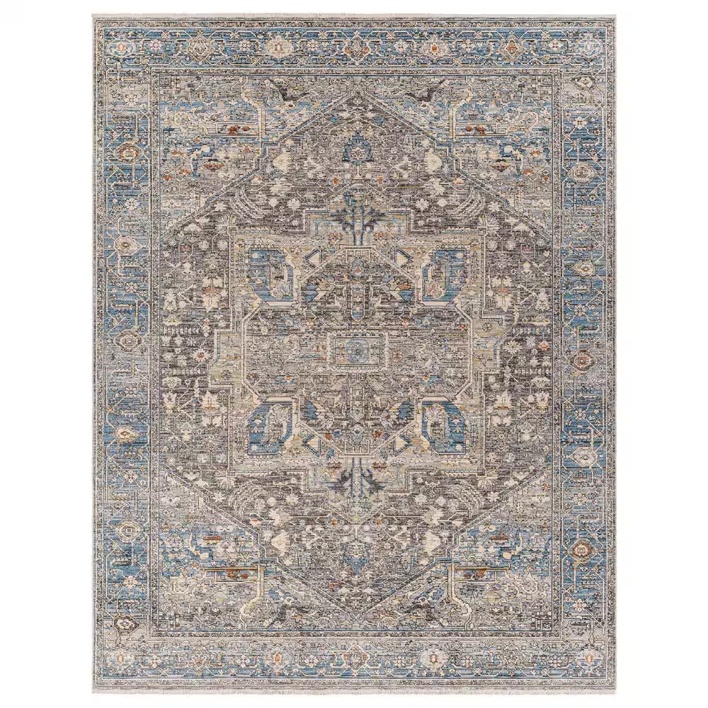 Surya Chicago CHG2313 2'10" x 8' Slate, Black, Light Beige, Charcoal and Blue Runner