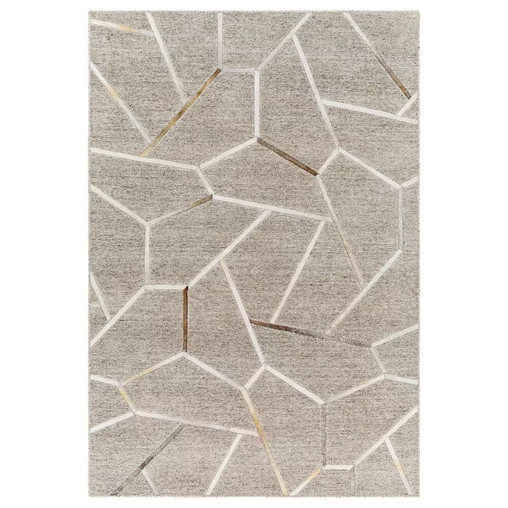 Surya Eloquent 5' x 7'6" Medium Gray, Light Beige and Black Area Rug