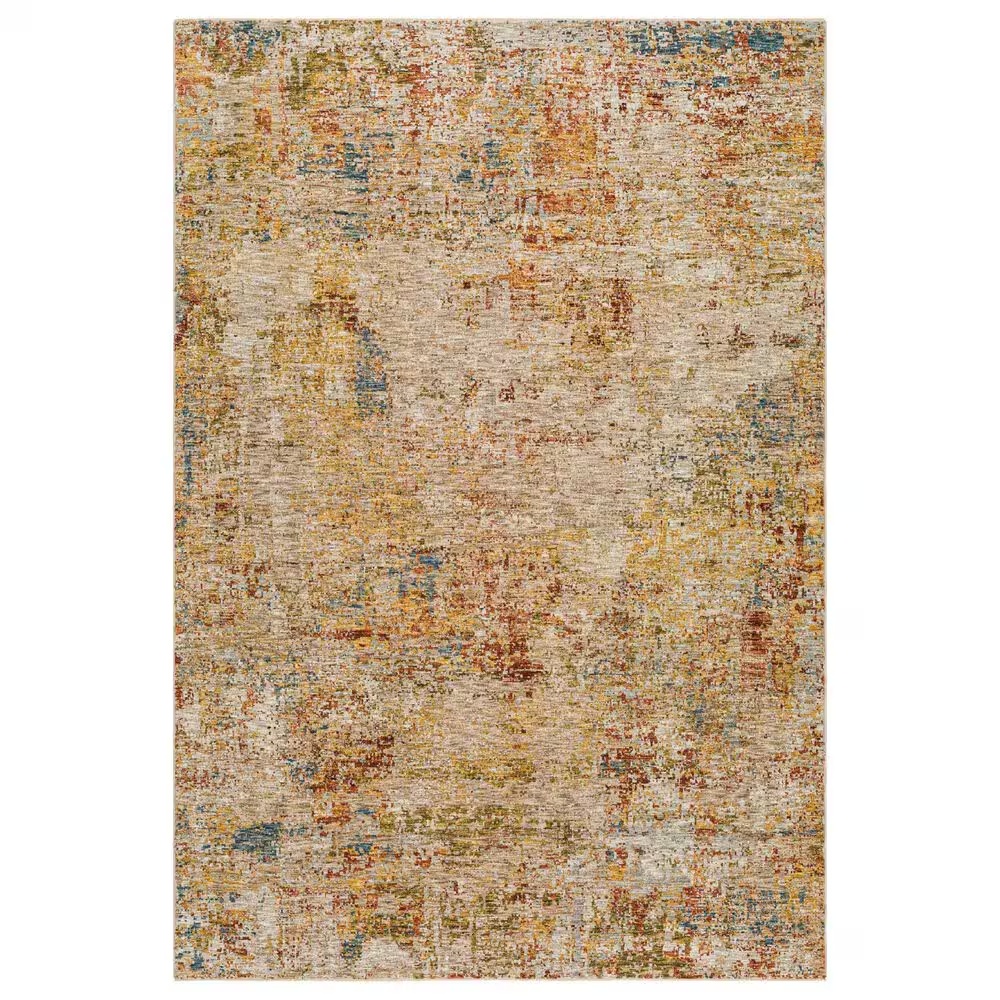 Surya Mona Lisa Abstract 9' x 12'2" Tan, Mustard, Olive, Sage, Brick Red, Dark Blue and Burgundy Area Rug