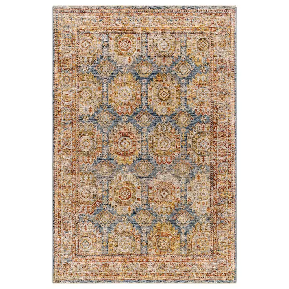 Surya Mona Lisa 5' x 7'5" Tan, Dark Blue, Mustard, Brick Red, Olive, Sage and Burgundy Area Rug