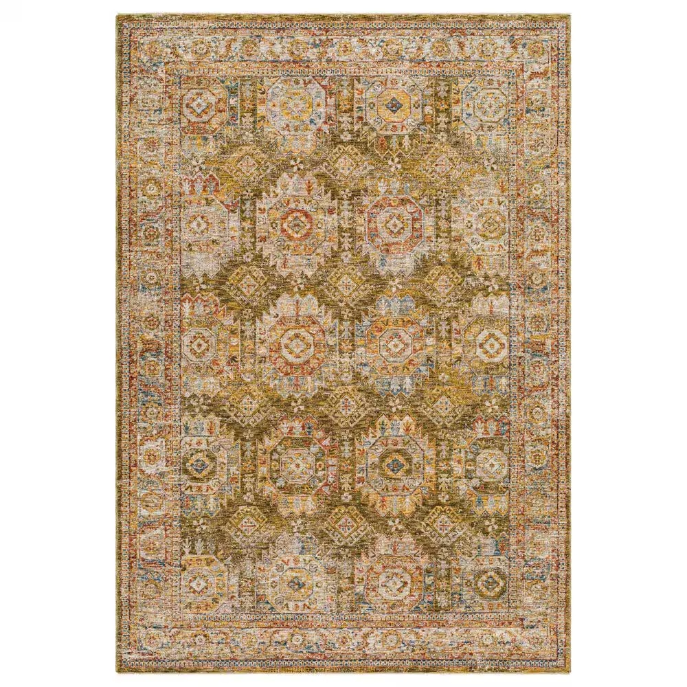 Surya Mona Lisa 2'7" x 7'3" Mustard, Tan, Olive, Brick Red, Sage, Dark Blue and Burgundy Runner
