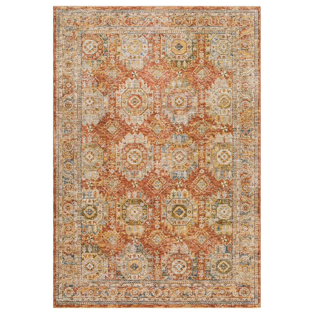 Surya Mona Lisa 6'7" Round Brick Red, Mustard, Tan, Sage, Dark Blue, Olive and Burgundy Area Rug