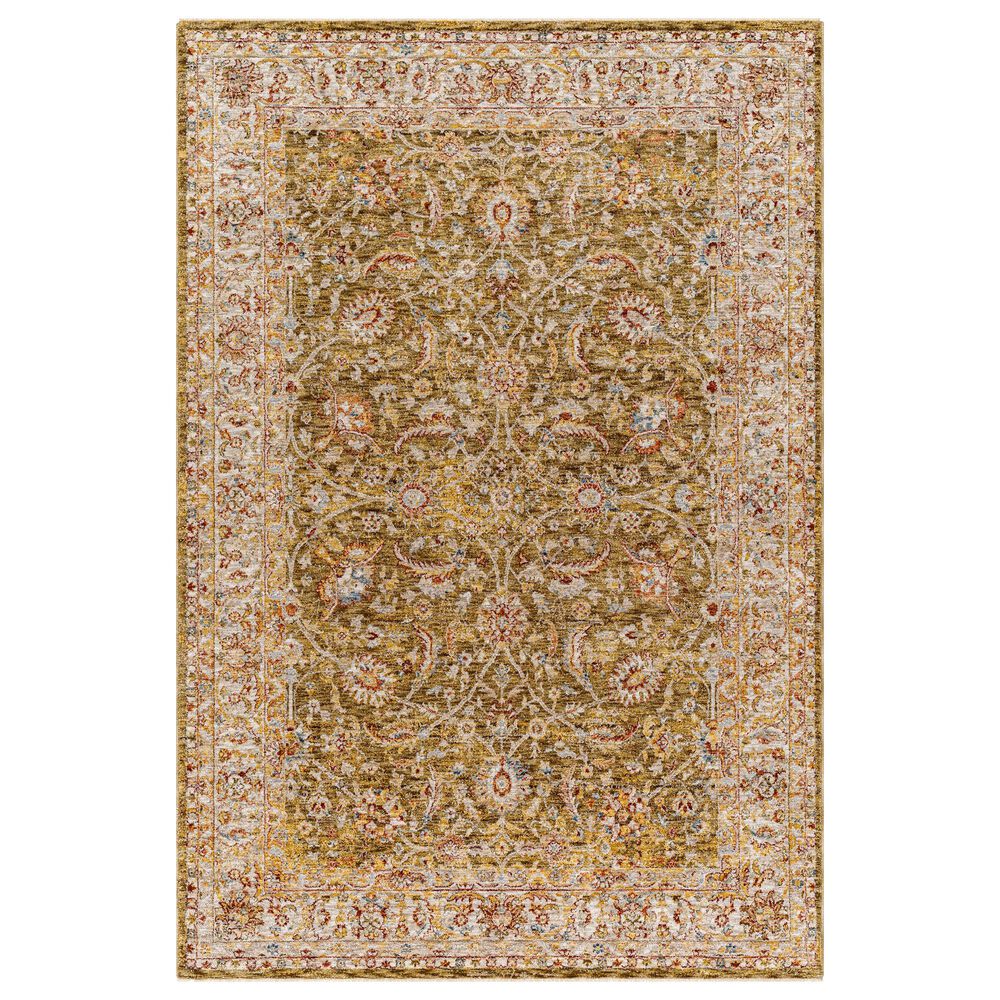 Surya Mona Lisa 5'3" Round Olive, Mustard, Tan, Brick Red, Burgundy, Sage and Dark Blue Area Rug