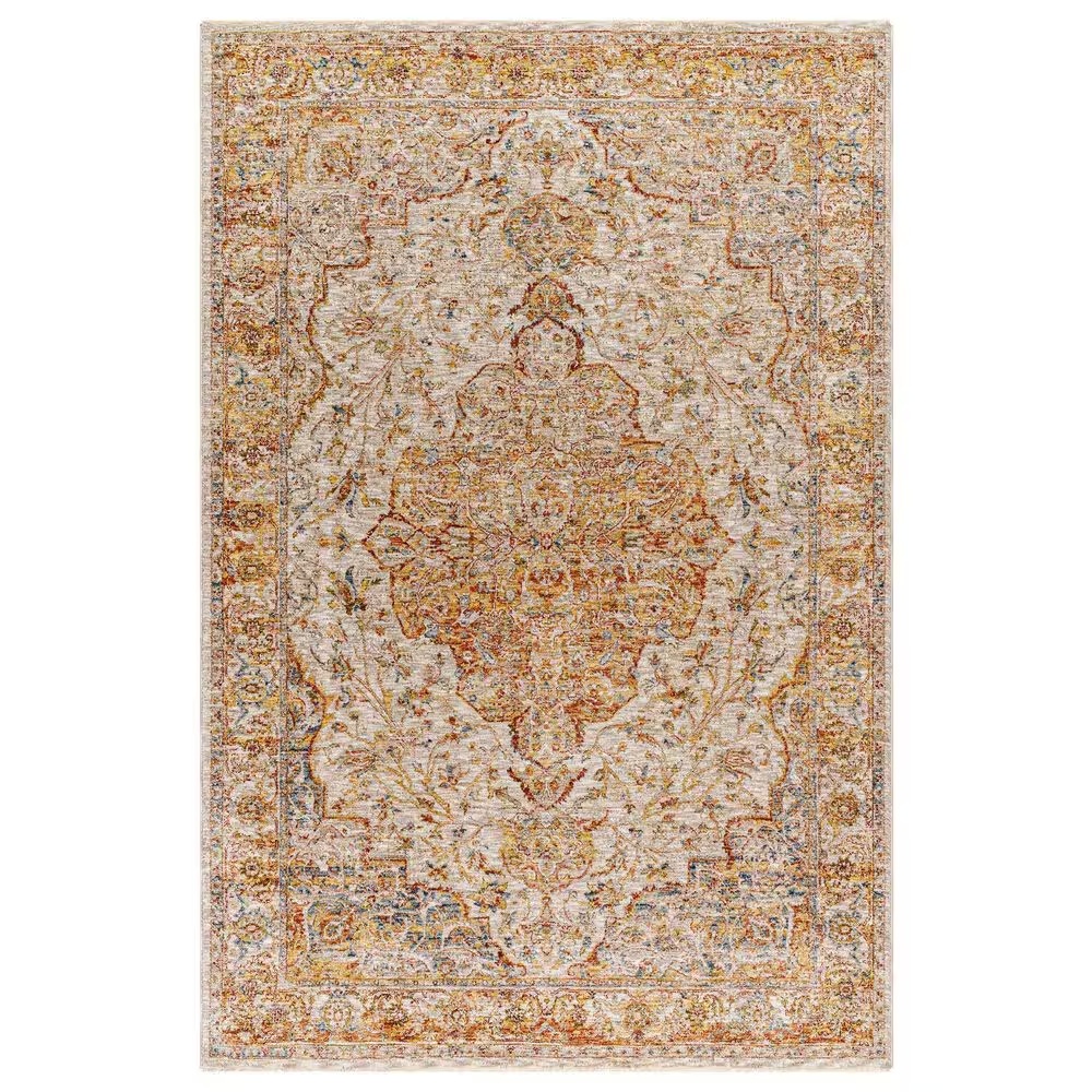 Surya Mona Lisa 2' x 3' Tan, Mustard, Brick Red, Sage, Dark Blue, Olive and Burgundy Area Rug