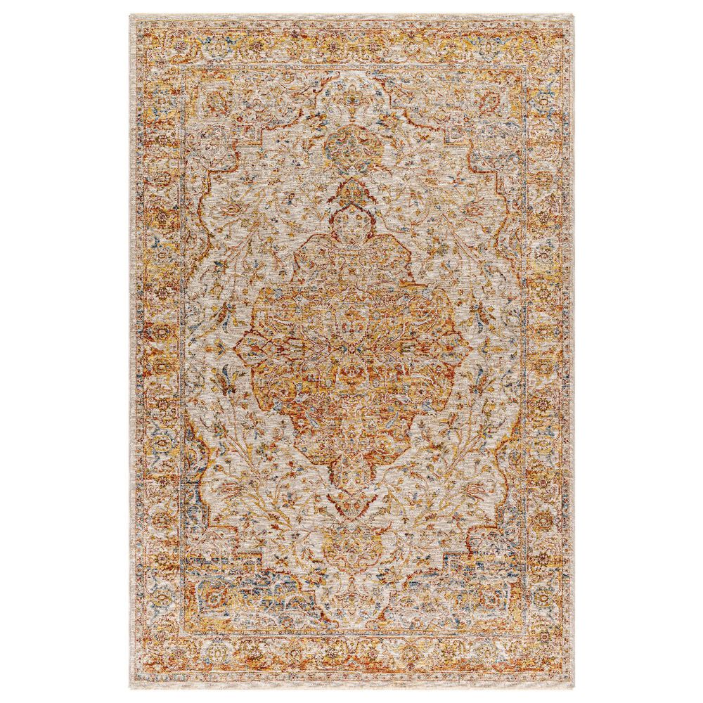 Surya Mona Lisa 5'3" Round Tan, Mustard, Brick Red, Sage, Dark Blue, Olive and Burgundy Area Rug