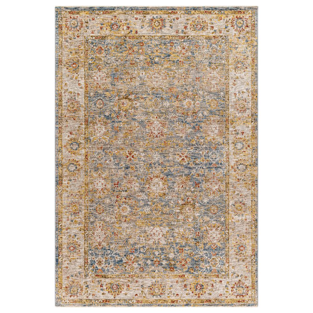 Surya Mona Lisa 6'7" Round Tan, Light Sage, Dark Blue, Mustard, Olive, Sage, Brick Red and Burgundy Area Rug