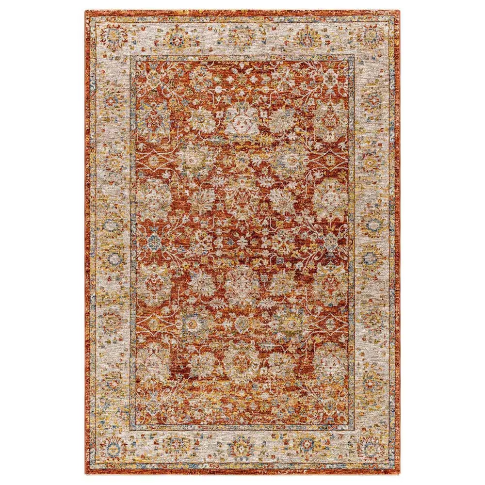 Surya Mona Lisa 2' x 3' Tan, Brick Red, Mustard, Burgundy, Dark Blue, Sage and Olive Area Rug