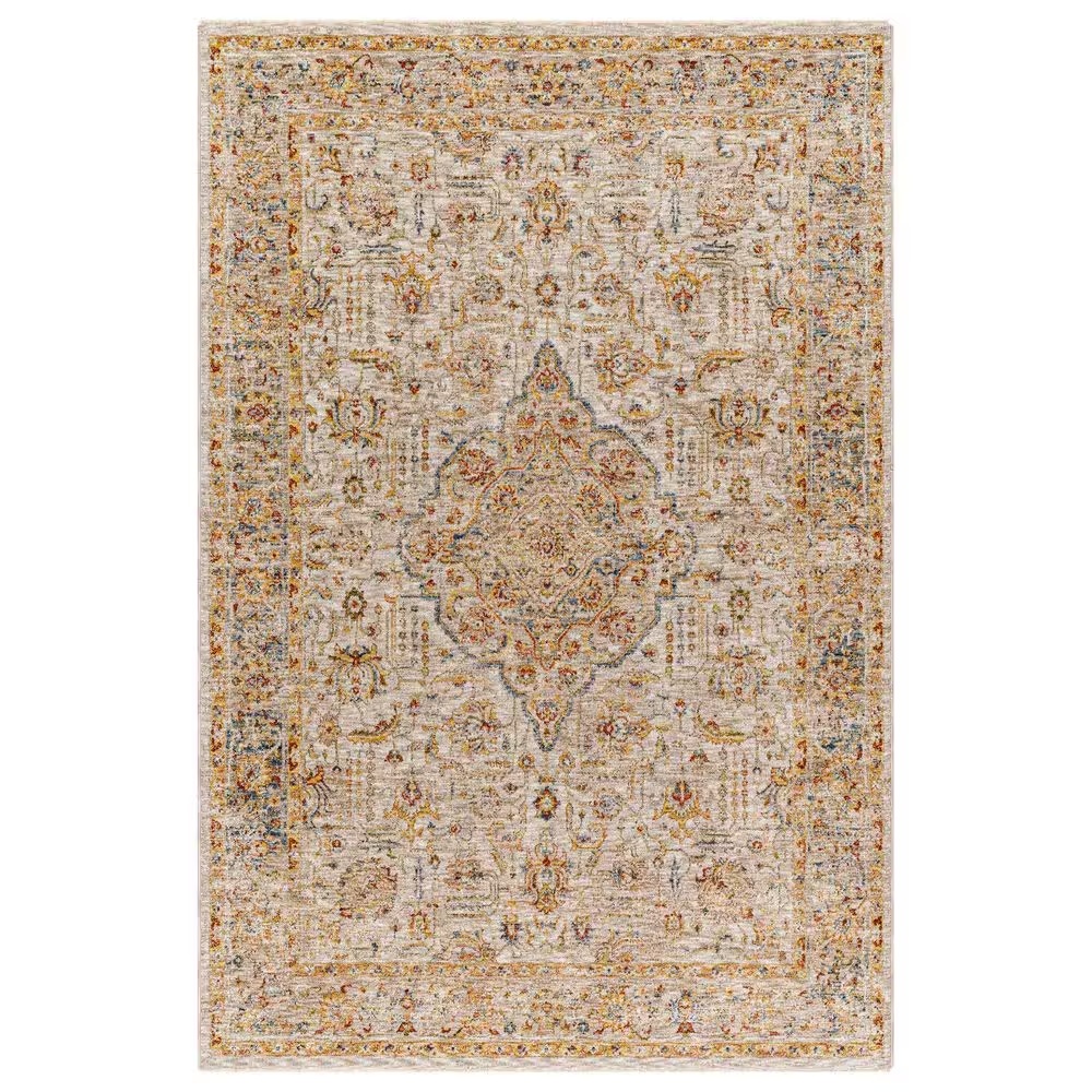 Surya Mona Lisa 2' x 3' Light Sage, Tan, Mustard, Olive, Brick Red, Dark Blue and Burgundy Area Rug