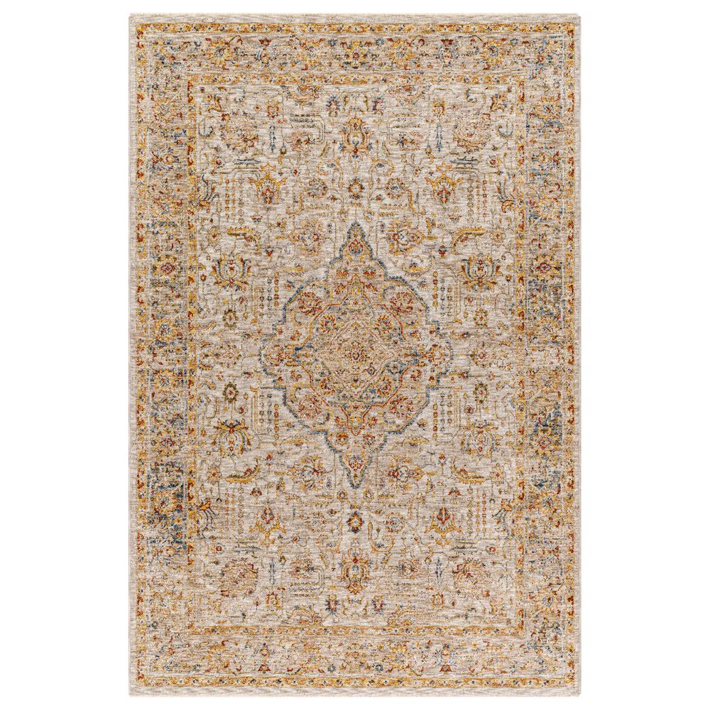 Surya Mona Lisa 5'3" Round Light Sage, Tan, Mustard, Olive, Brick Red, Dark Blue and Burgundy Area Rug