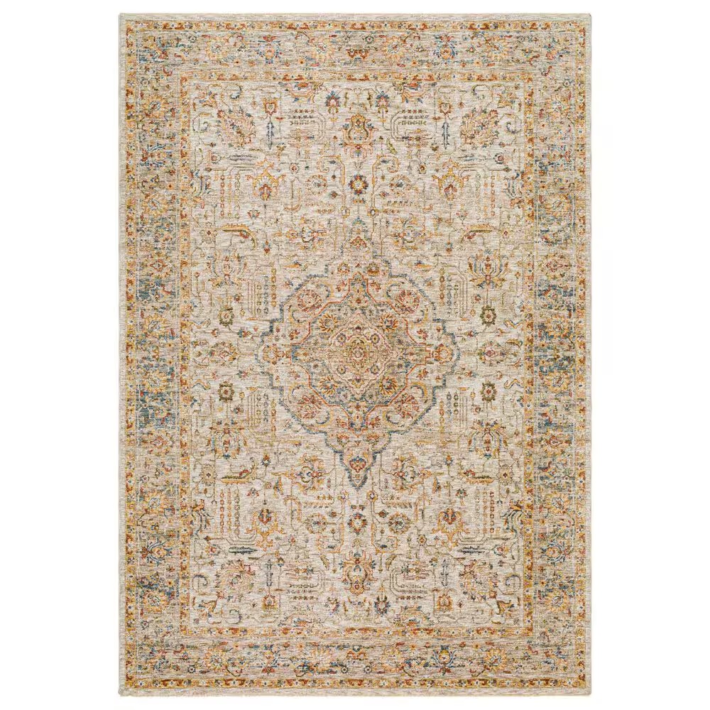 Surya Mona Lisa 6'7" x 9'6" Light Sage, Tan, Mustard, Olive, Brick Red, Dark Blue and Burgundy Area Rug