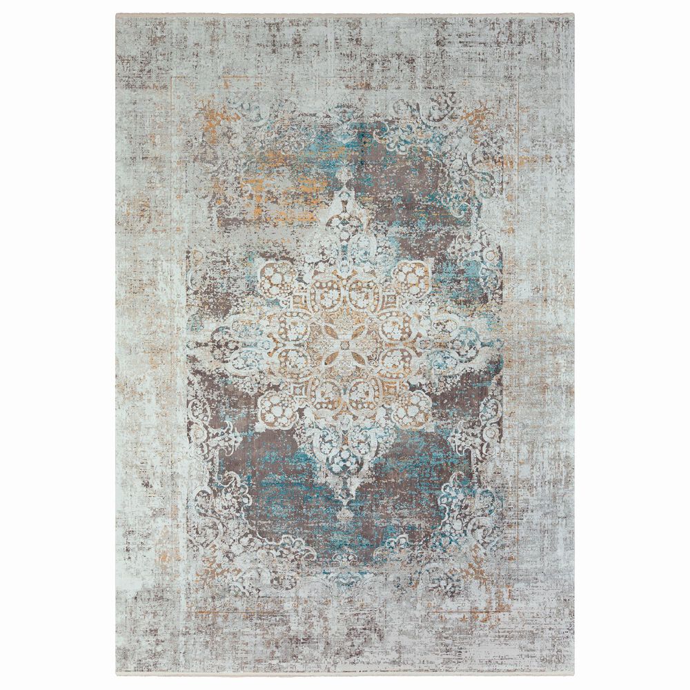 Surya Solar 6'7" x 9'6" Sky Blue, Charcoal, Light Gray, White and Saffron Area Rug