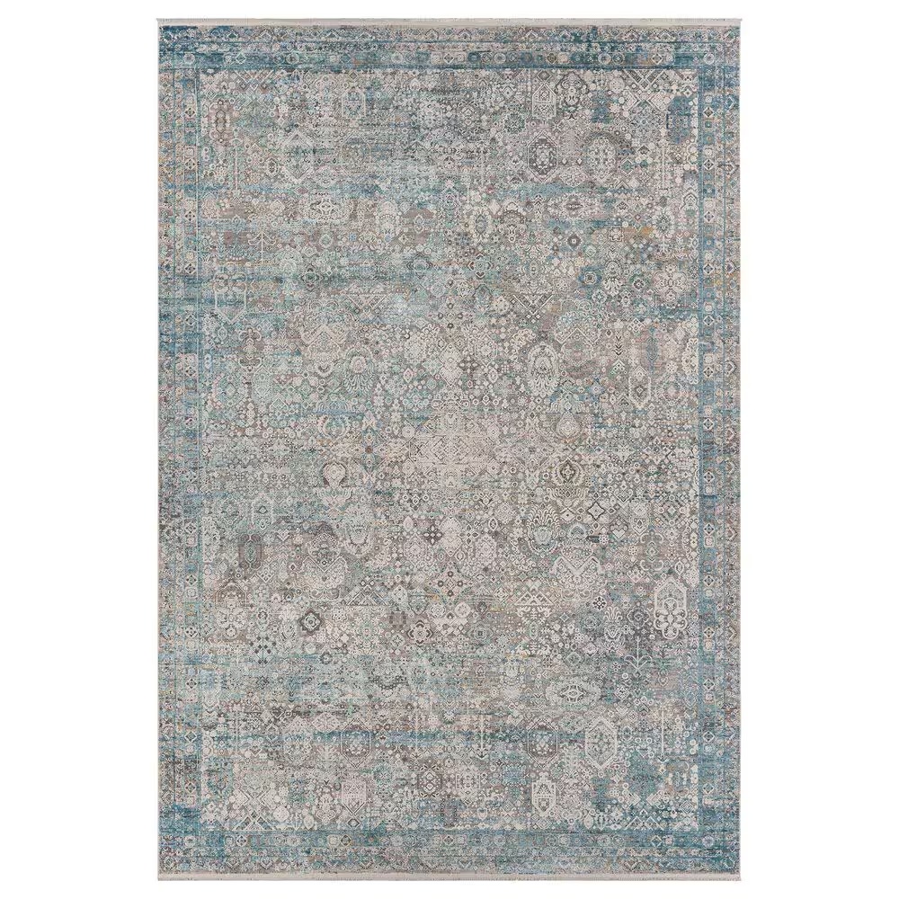 Surya Solar 7'6" x 11'2" Gray, Teal, Dark Blue, Light Gray, Charcoal and Mustard Area Rug