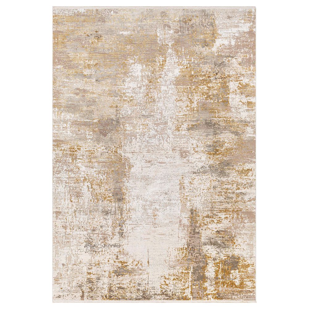 Surya Solar 3' x 8' Ivory, Medium Brown, Tan, Mustard, Medium Gray and Light Beige Runner