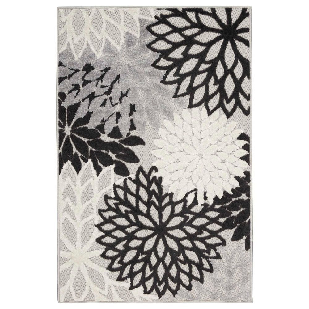 Nourison Aloha Floral 3' x 5' Black and White Indoor/Outdoor Area Rug