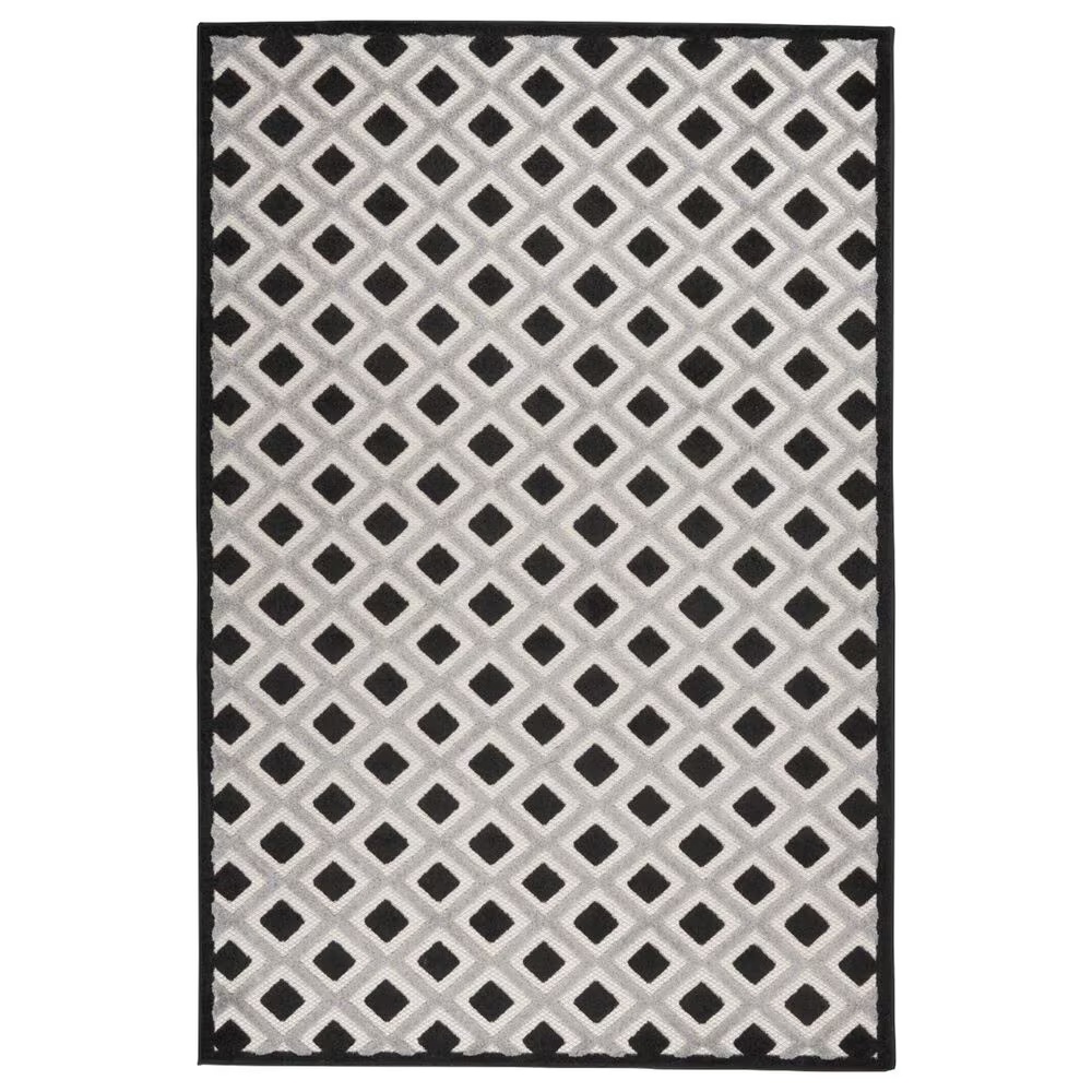 Nourison Aloha Geometric 5'3" x 7'5" Black and White Indoor/Outdoor Area Rug
