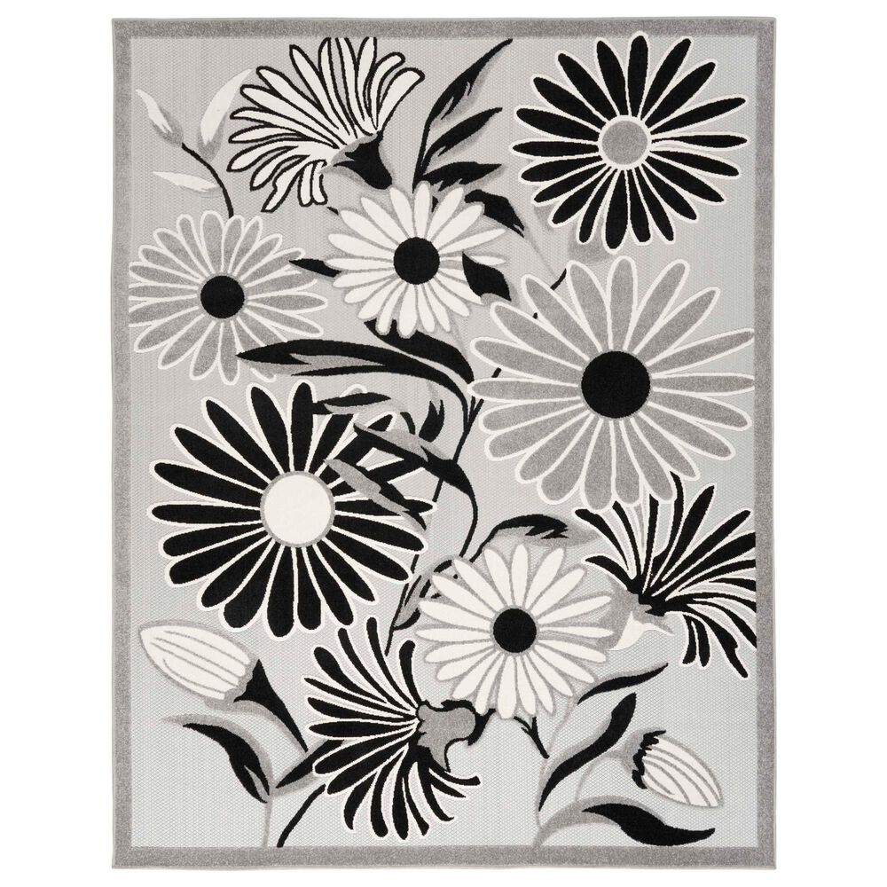 Nourison Aloha 5'3" x 7'5" Black and White Indoor/Outdoor Area Rug
