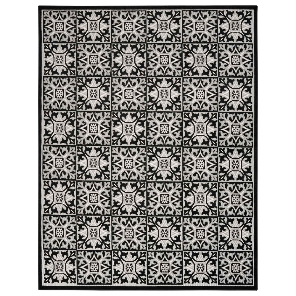 Nourison Aloha 5'3" x 7'5" Black White Indoor/Outdoor Area Rug