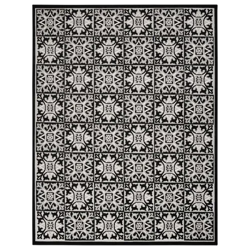 Nourison Aloha 6' x 9' Black White Indoor/Outdoor Area Rug