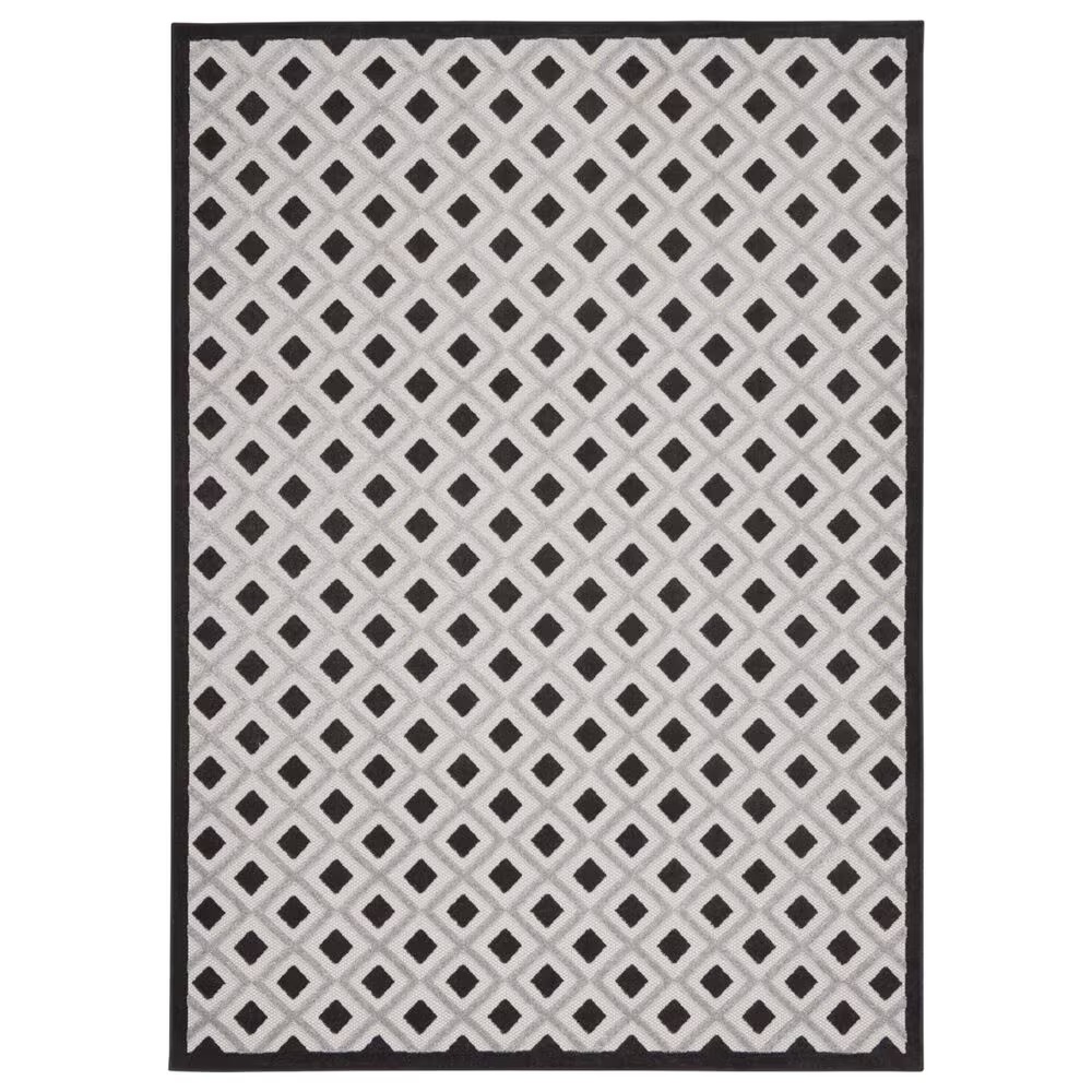 Nourison Aloha Geometric 7'10" x 10'6" Black and White Indoor/Outdoor Area Rug