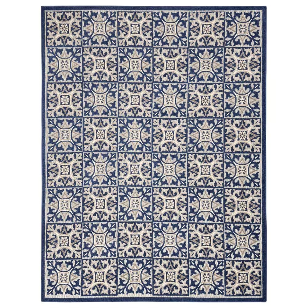 Nourison Aloha Damask 3'6" x 5'6" Blue Indoor/Outdoor Area Rug