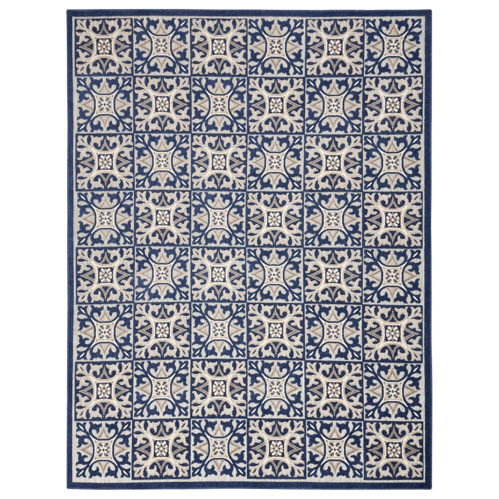Nourison Aloha Damask 7' x 10' Blue Indoor/Outdoor Area Rug