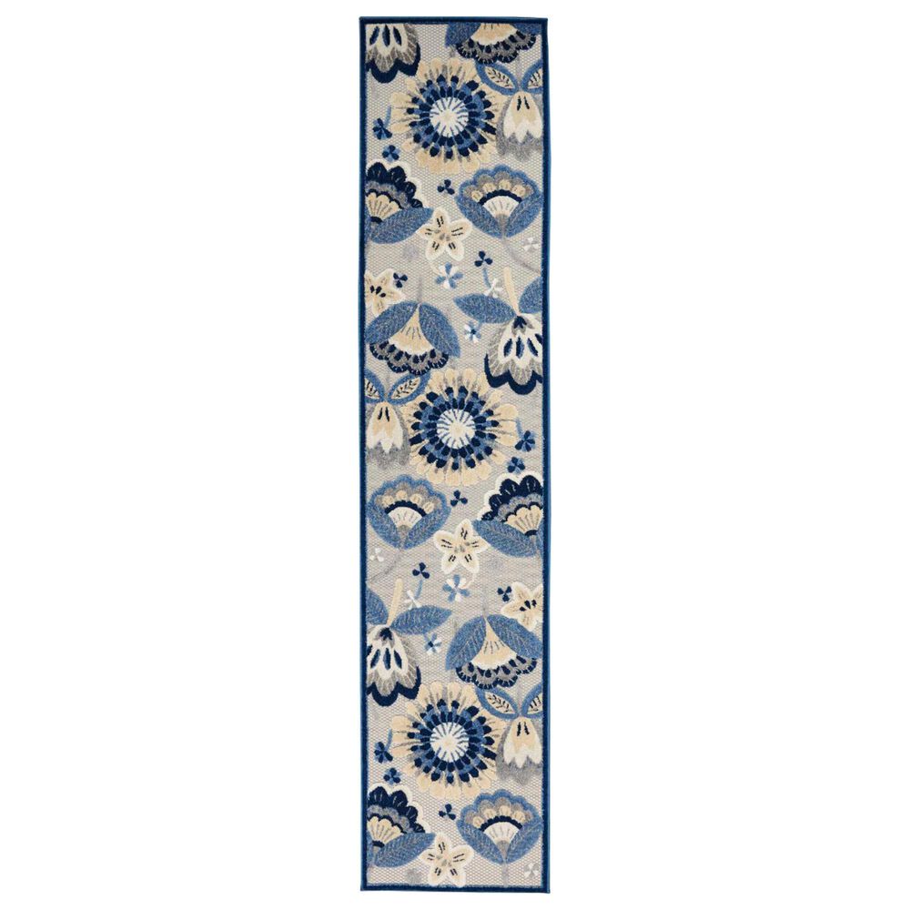 Nourison Aloha ALH25 2'3" x 12' Blue and Grey Indoor/Outdoor Runner
