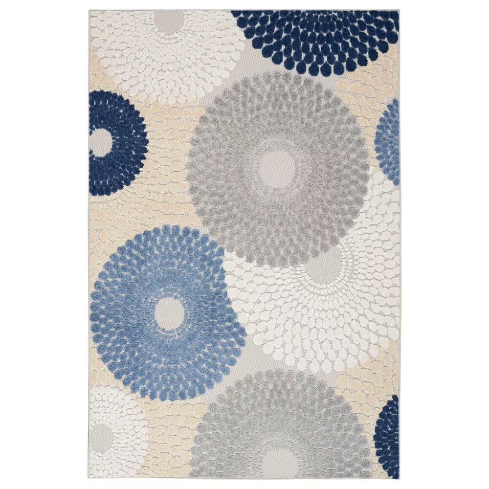 Nourison Aloha ALH29 3'6" x 5'6" Blue and Grey Indoor/Outdoor Area Rug
