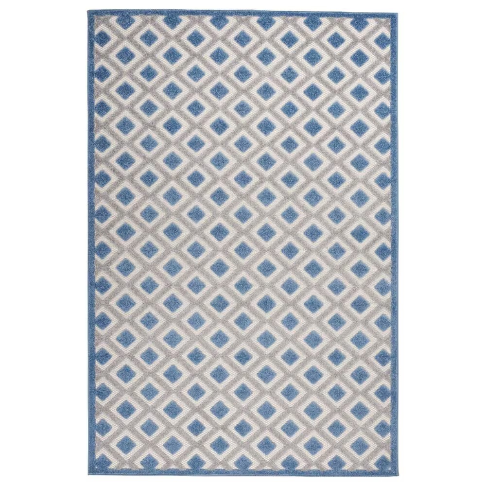 Nourison Aloha ALH26 5'3" x 7'5" Blue and Grey Indoor/Outdoor Area Rug
