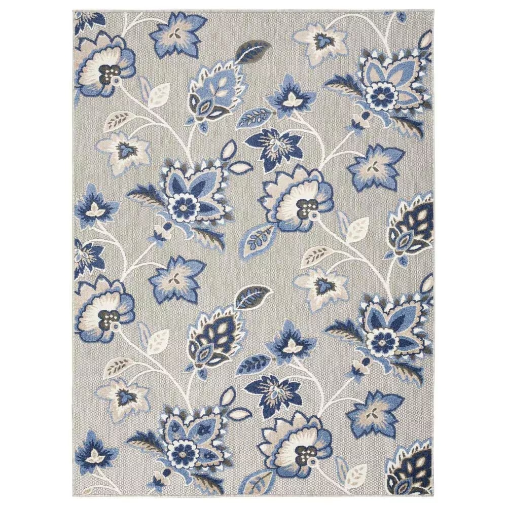 Nourison Aloha ALH31 5'3" x 7'5" Blue and Grey Indoor/Outdoor Area Rug