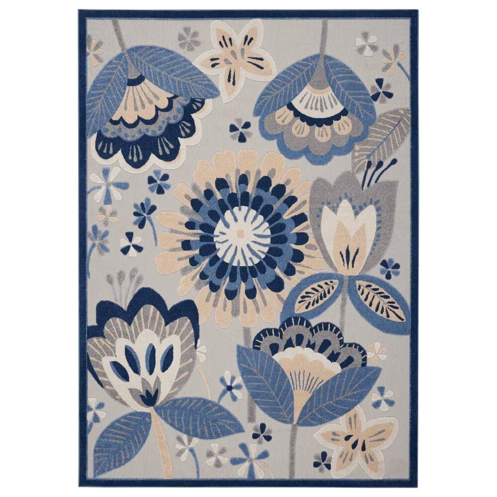 Nourison Aloha ALH25 7'10" x 10'6" Blue and Grey Indoor/Outdoor Area Rug
