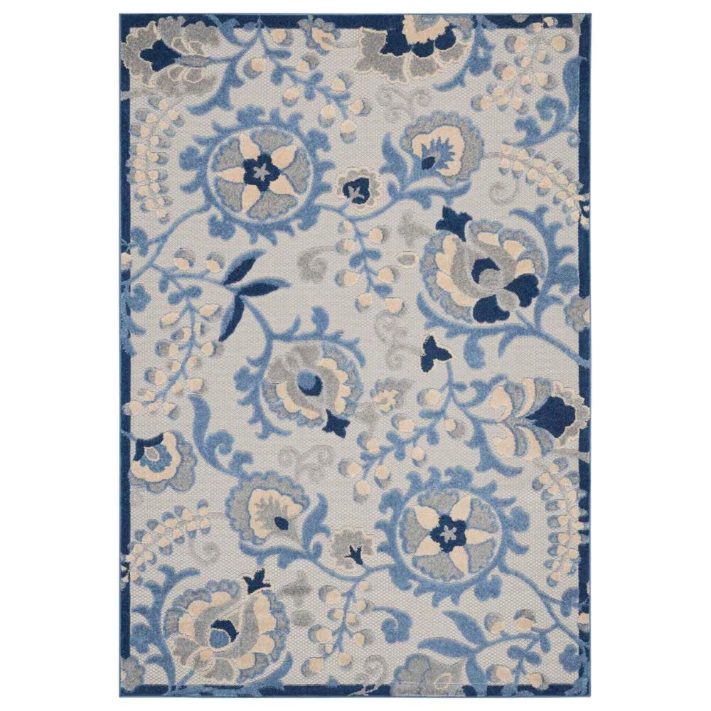 Nourison Aloha ALH17 9'6" x 13' Blue and Grey Indoor/Outdoor Area Rug