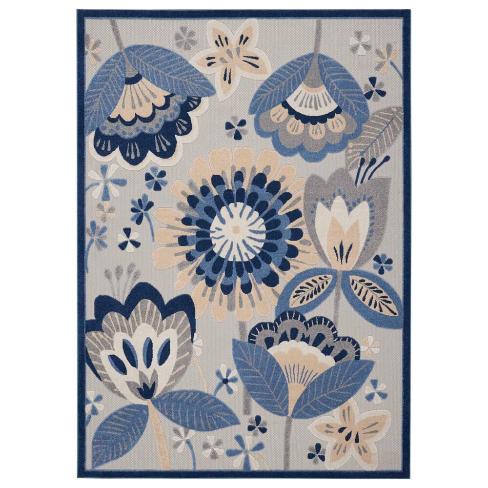 Nourison Aloha ALH25 9'6" x 13' Blue and Grey Indoor/Outdoor Area Rug