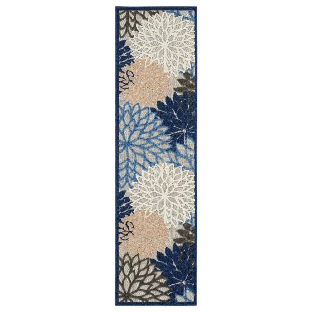 Nourison Aloha ALH05 2'3" x 10' Blue and Multicolor Indoor/Outdoor Runner