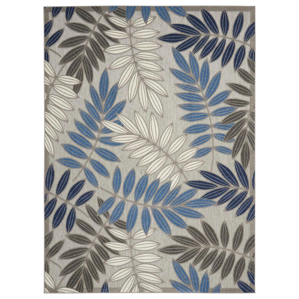 Nourison Aloha Floral 7' x 10' Grey and Blue Indoor/Outdoor Area Rug