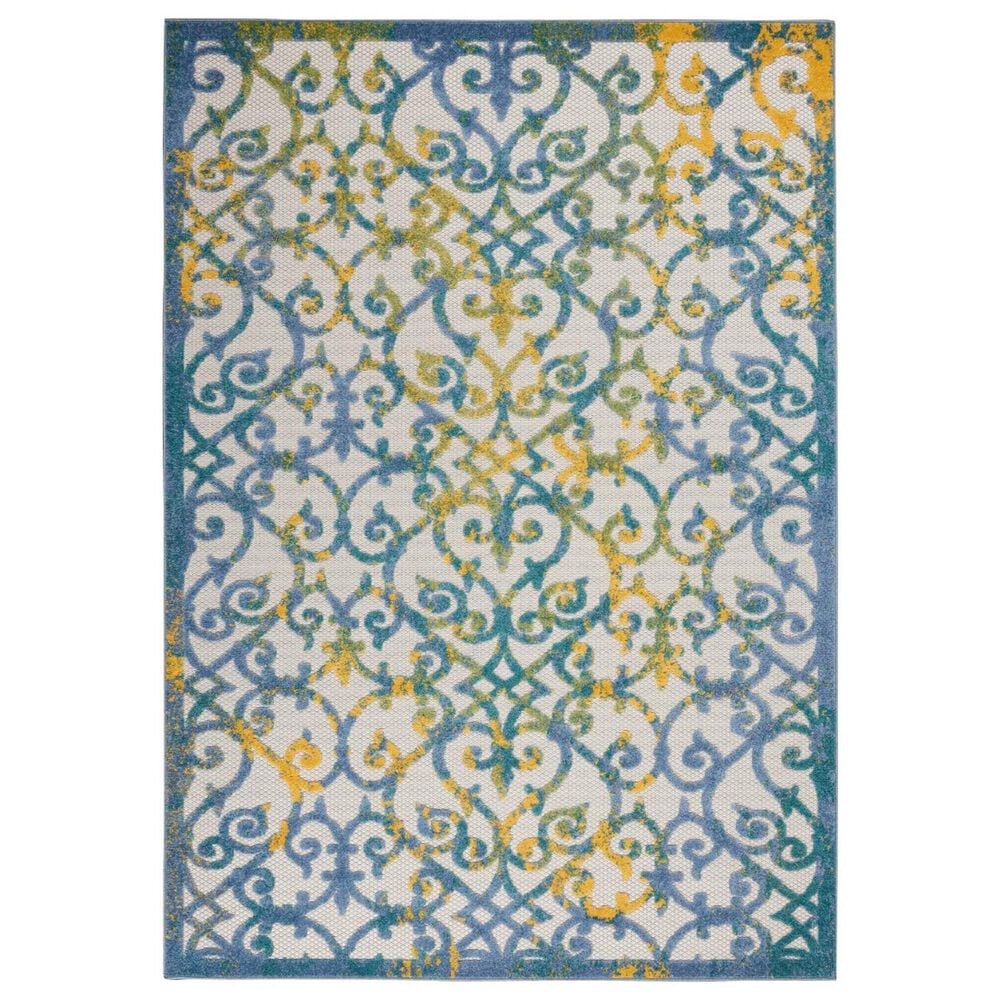 Nourison Aloha 6' x 9' Ivory and Blue Indoor/Outdoor Area Rug