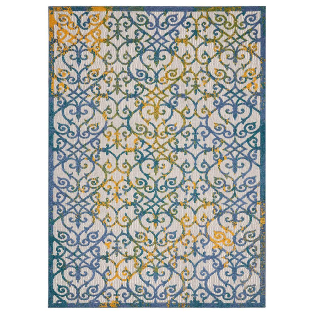 Nourison Aloha 7' x 10' Ivory and Blue Indoor/Outdoor Area Rug