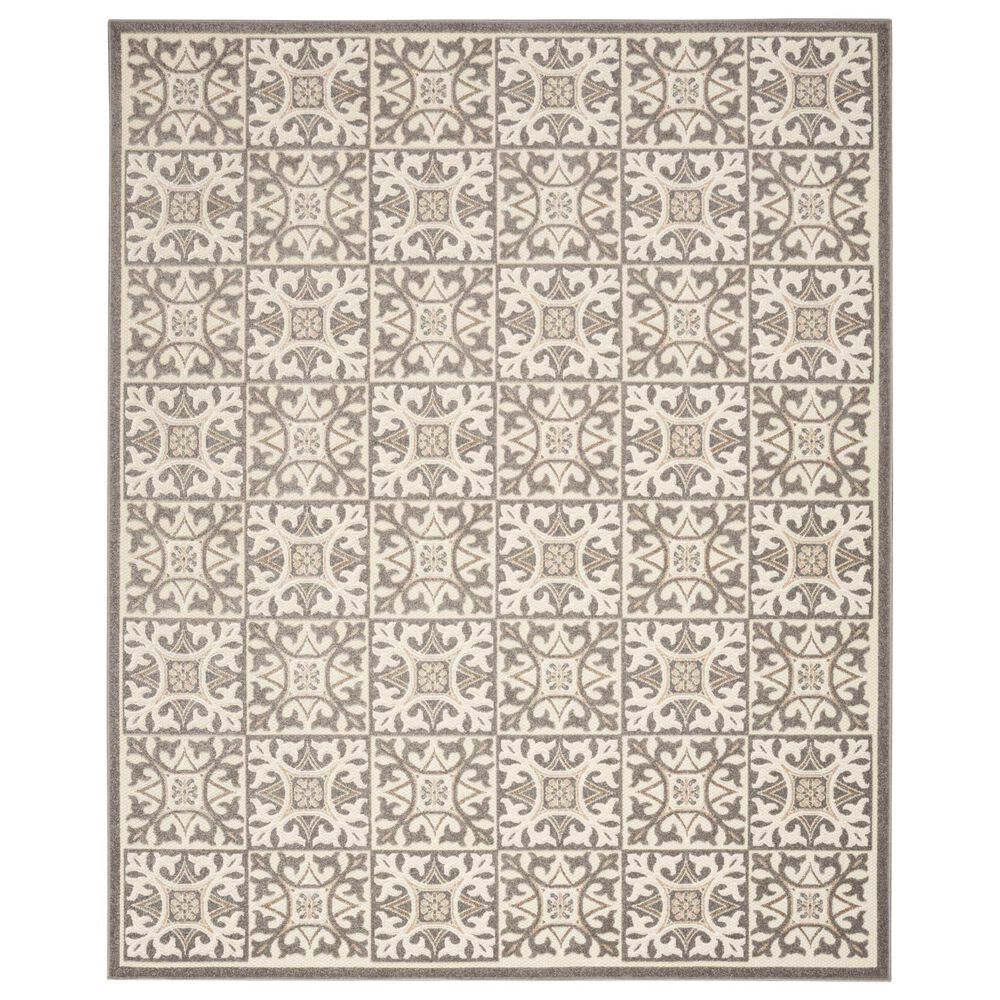 Nourison Aloha Damask 3'6" x 5'6" Ivory and Grey Indoor/Outdoor Area Rug